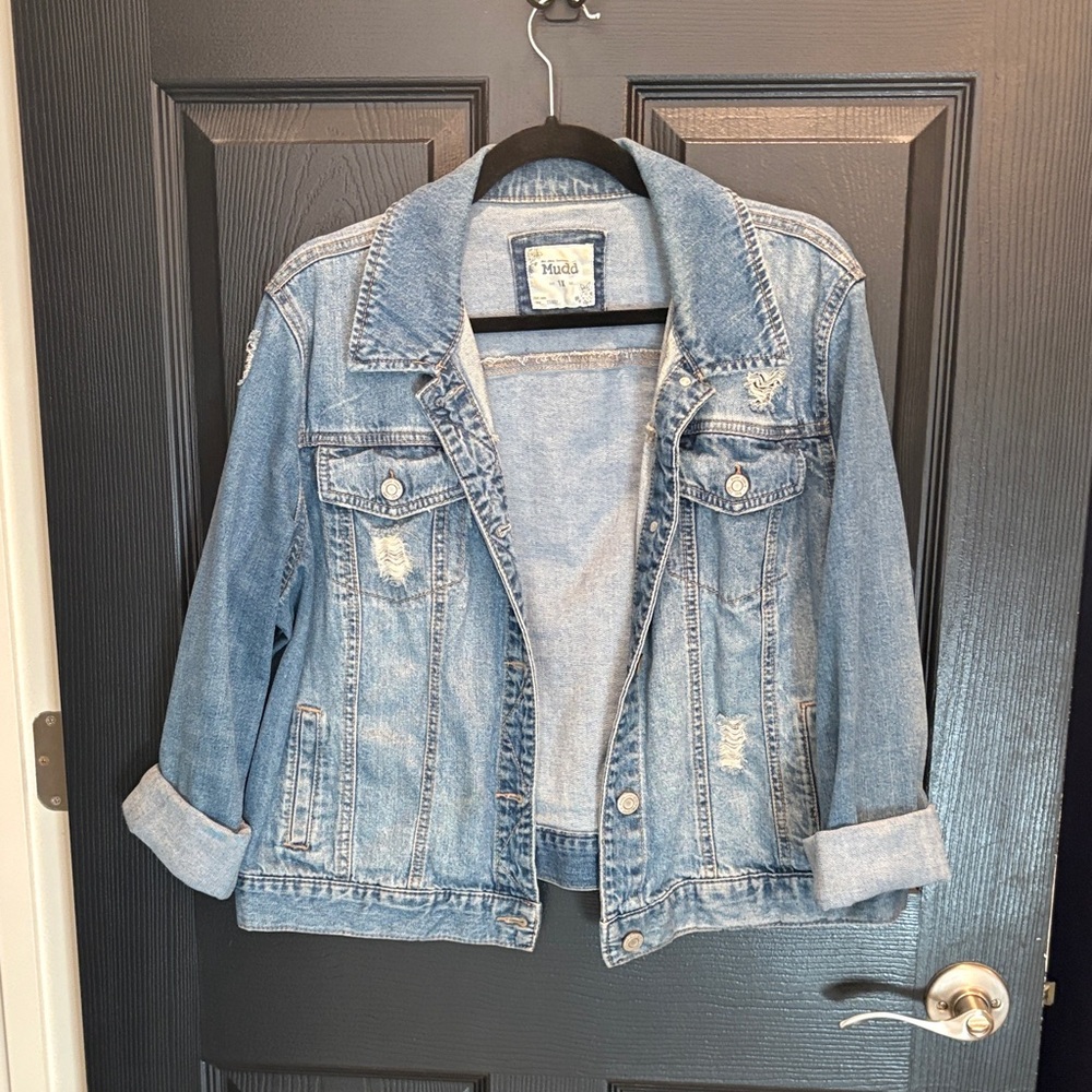 Mudd Blue Denim Jacket with Floral Patch